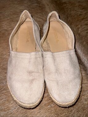 Soda Light Beige Suede Slip-Ons